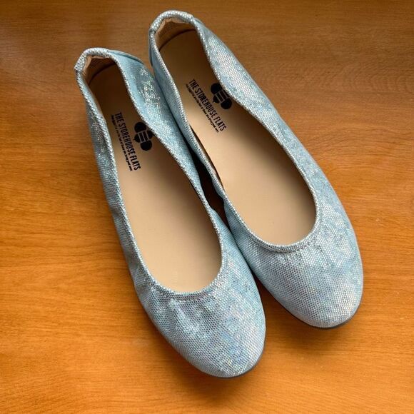 The Storehouse Flex in Aquamarine Pastel Blue Suede Leather Rainbow Sparkle - Picture 5 of 9
